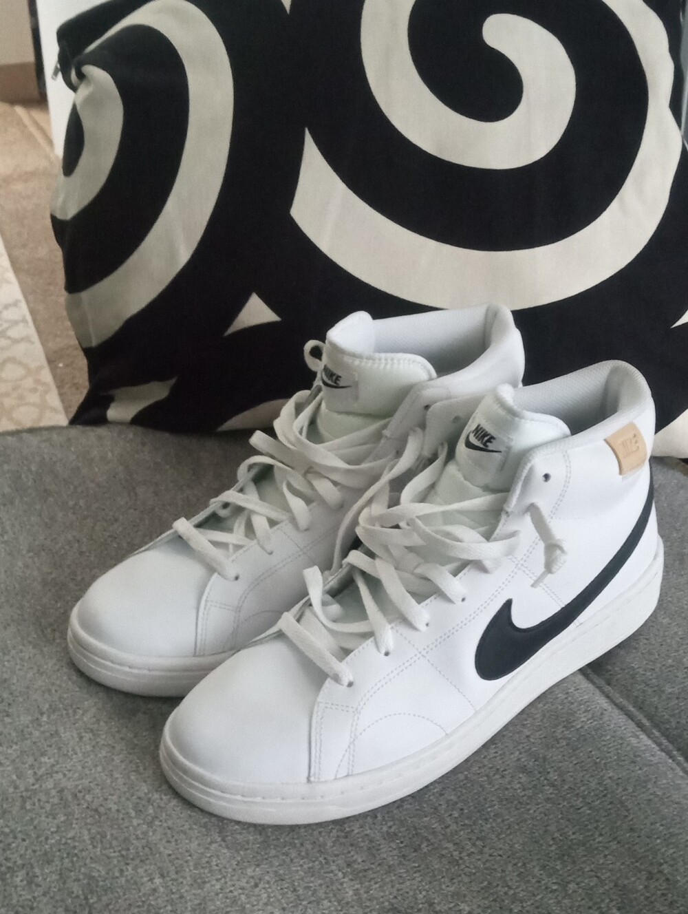 Nike Women’s White High-Top Sneakers with Black Swoosh